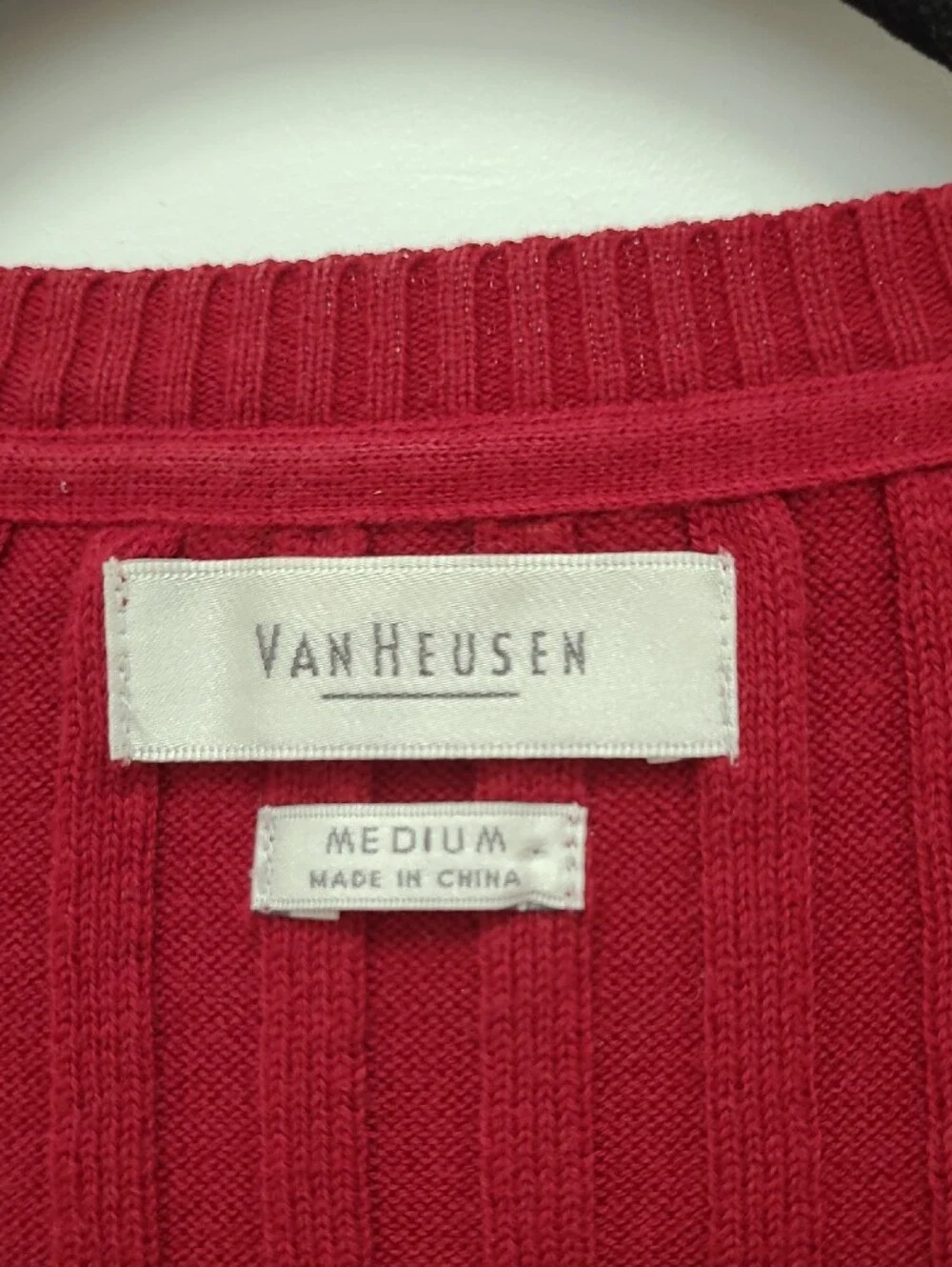 Van Heusen Red Ruffle-Trim Ribbed Cardigan - Picture 4 of 6